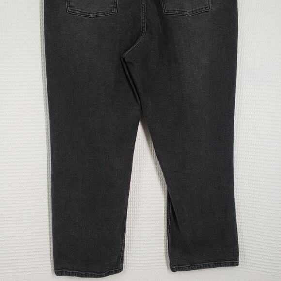 Wild Fable Jean Women 18 Black High Rise Straight Leg Thrashed Grunge Button Fly - Picture 14 of 16